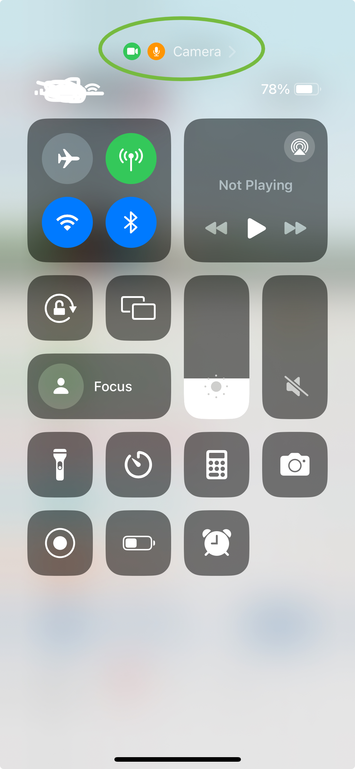 iOS Control Centre with Privacy Flags